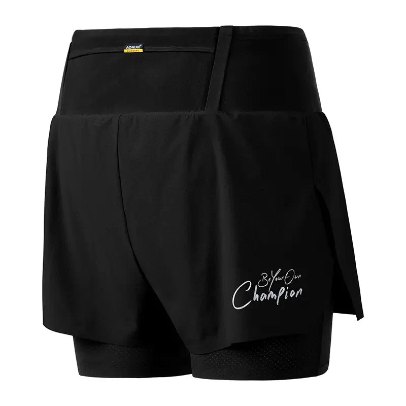 Aonijie Womens 2-n-1 Trail Running Waist Pack Shorts